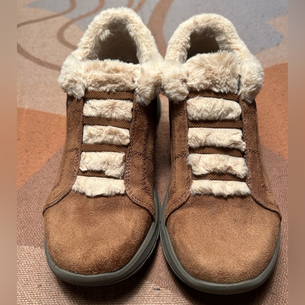 Washable Golden Bzees Ankle Booties Faux Fur Trim Comfort Casual Shoes, 9